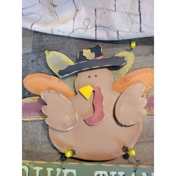 Pilgrim turkey give thanks sign decor fall - Picture 5 of 7